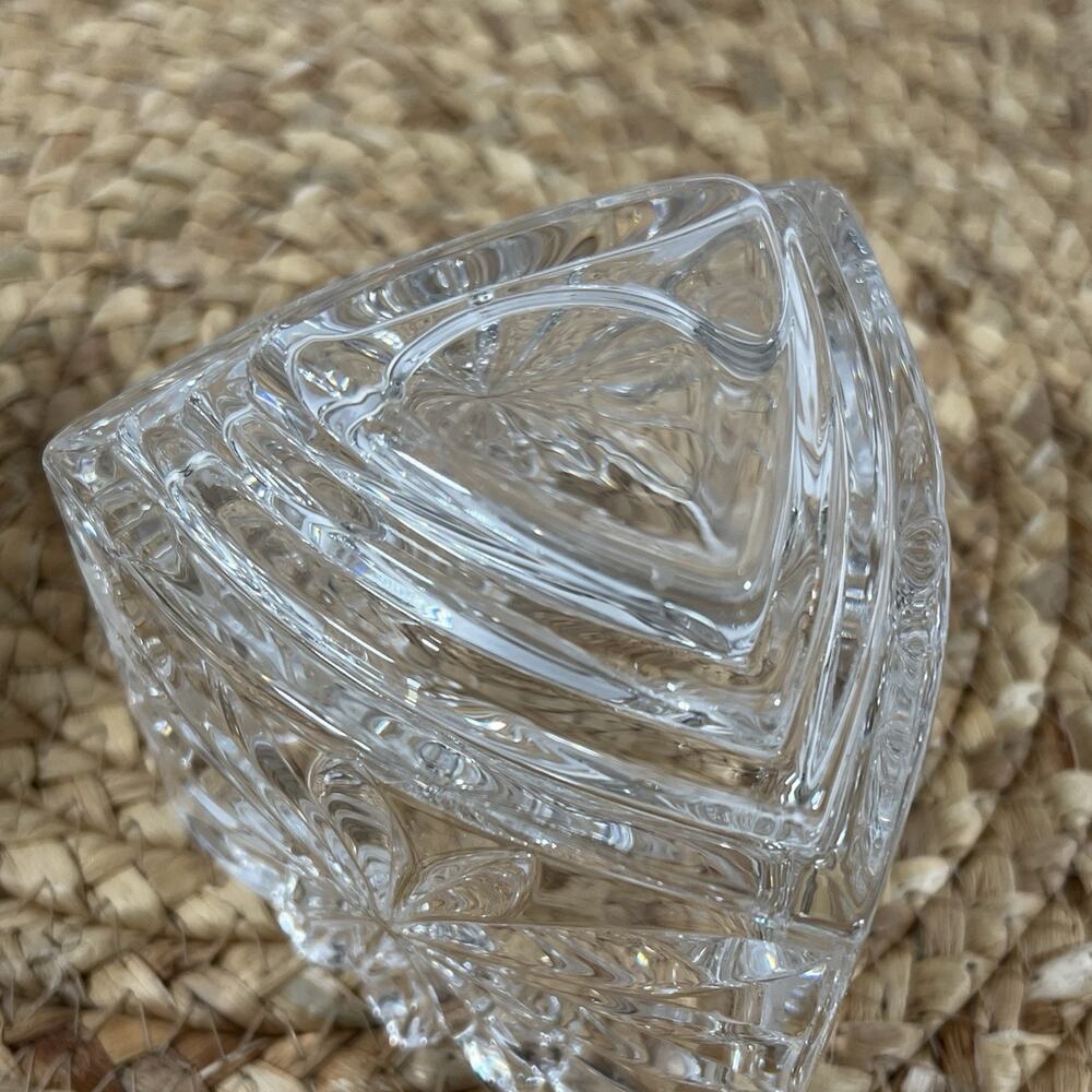Vintage Mikasa Crystal Fire Blossom Triangle Votive Candle 2 Holders Triangular - Picture 9 of 12